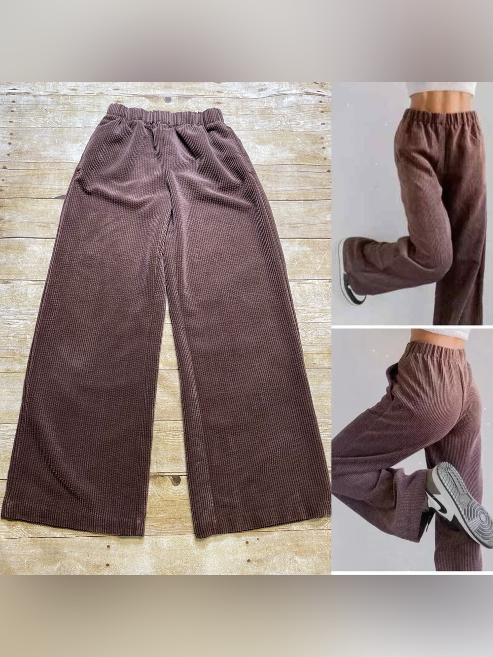 Urban Outfitters Wide Leg Corduroy Pants in Brown